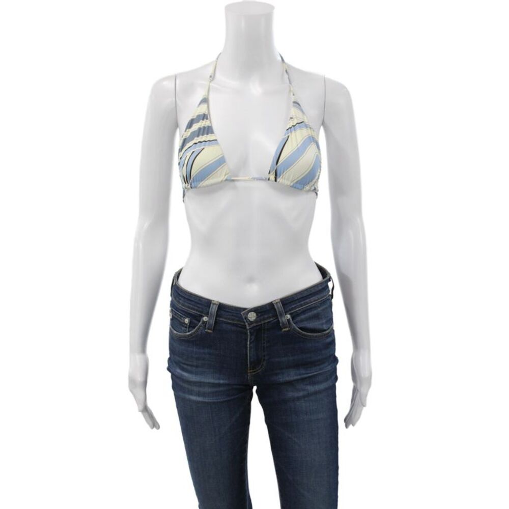 Cult Gaia Womens Striped Light Blue Bikini Top Size M